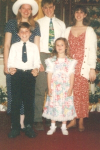 Erika (left), Erik (center), and Laurie (right) with goddaughter Katie and her brother Sean, ca. ~1992.