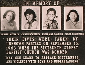 The four girls killed in the 1963 bombing of the 16th St. Baptist Church in Birmingham, AL.